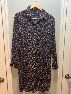 Gant Navy Floral Long-Sleeve Shirt Dress